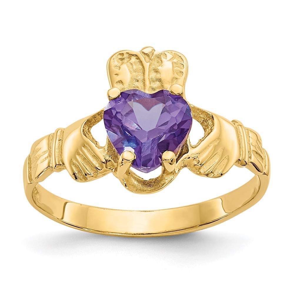 14k Yellow Gold June CZ Birthstone Claddagh Ring Size 5